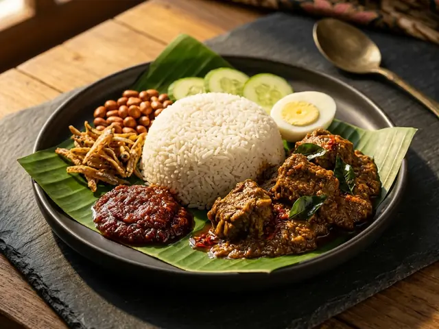 Nasi Lemak with Mutton Masala