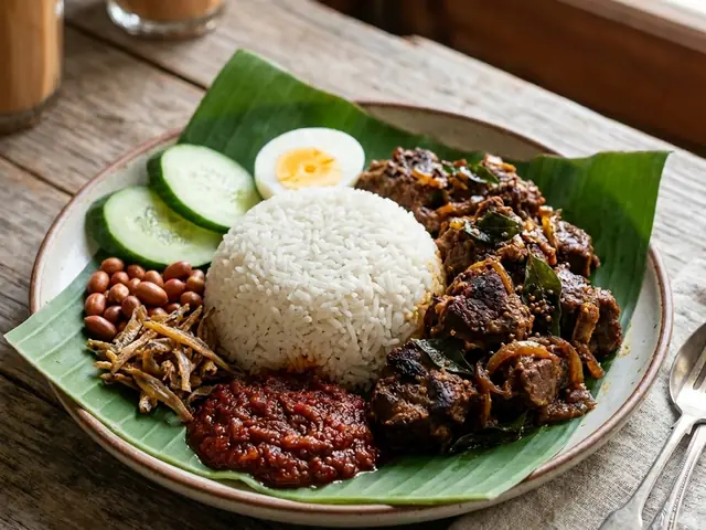 Nasi Lemak with Mutton Varuval